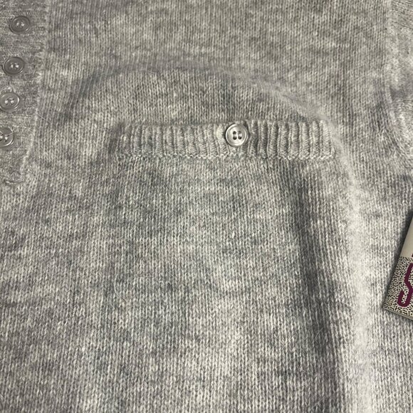 Amanda Smith S Gray lambsWool-Blend Sweater Button-Up Collar & Pocket Womens - Picture 5 of 12